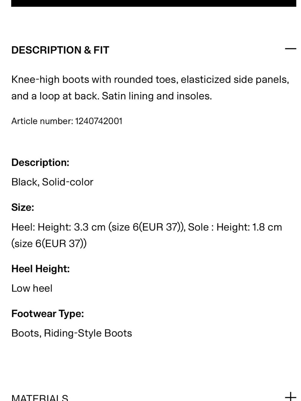 NWT H&M Knee-High Black Women's Boots size 6